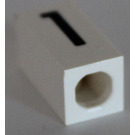 LEGO White Tile 1 x 2 x 5/6 with Stud Hole in End with Black ' 1 ' Pattern