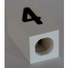 LEGO White Tile 1 x 2 x 5/6 with Stud Hole in End with Black ' 4 ' Pattern