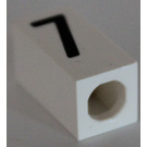 LEGO White Tile 1 x 2 x 5/6 with Stud Hole in End with Black ' 7 ' Pattern