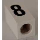 LEGO White Tile 1 x 2 x 5/6 with Stud Hole in End with Black ' 8 ' Pattern