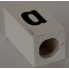 LEGO White Tile 1 x 2 x 5/6 with Stud Hole in End with Black ' a ' Pattern (lower case)