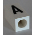 LEGO White Tile 1 x 2 x 5/6 with Stud Hole in End with Black ' A ' Pattern (upper case)