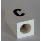 LEGO White Tile 1 x 2 x 5/6 with Stud Hole in End with Black ' c ' Pattern (lower case)