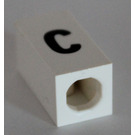 LEGO blanc Tuile 1 x 2 x 5/6 avec Stud Trou dans Fin avec Noir ' c ' Modèle (lower case)