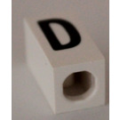 LEGO blanc Tuile 1 x 2 x 5/6 avec Stud Trou dans Fin avec Noir ' D ' Modèle (upper case)
