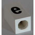 LEGO White Tile 1 x 2 x 5/6 with Stud Hole in End with Black ' e ' Pattern (lower case)
