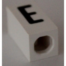 LEGO White Tile 1 x 2 x 5/6 with Stud Hole in End with Black ' E ' Pattern (upper case)
