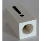 LEGO White Tile 1 x 2 x 5/6 with Stud Hole in End with Black ' ! ' (exclamation mark)