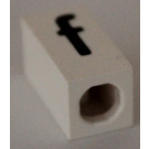 LEGO White Tile 1 x 2 x 5/6 with Stud Hole in End with Black ' f ' Pattern (lower case)