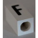 LEGO White Tile 1 x 2 x 5/6 with Stud Hole in End with Black ' F ' Pattern (upper case)