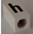 LEGO White Tile 1 x 2 x 5/6 with Stud Hole in End with Black ' h ' Pattern (lower case)
