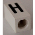 LEGO blanc Tuile 1 x 2 x 5/6 avec Stud Trou dans Fin avec Noir ' H ' Modèle (upper case)