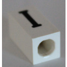 LEGO White Tile 1 x 2 x 5/6 with Stud Hole in End with Black ' I ' Pattern (upper case)