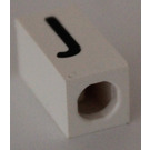 LEGO White Tile 1 x 2 x 5/6 with Stud Hole in End with Black ' J ' Pattern (upper case)