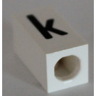 LEGO blanc Tuile 1 x 2 x 5/6 avec Stud Trou dans Fin avec Noir ' k ' Modèle (lower case)