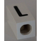 LEGO White Tile 1 x 2 x 5/6 with Stud Hole in End with Black ' L ' Pattern (upper case)