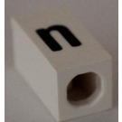 LEGO White Tile 1 x 2 x 5/6 with Stud Hole in End with Black ' n ' Pattern (lower case)