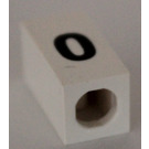 LEGO White Tile 1 x 2 x 5/6 with Stud Hole in End with Black ' o ' Pattern (lower case)