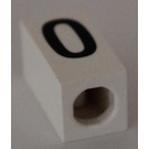 LEGO White Tile 1 x 2 x 5/6 with Stud Hole in End with Black ' O ' Pattern (upper case)