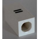 LEGO White Tile 1 x 2 x 5/6 with Stud Hole in End with Black ' = ' Pattern (equal sign)