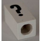 LEGO White Tile 1 x 2 x 5/6 with Stud Hole in End with Black ' ? ' Pattern (question mark)
