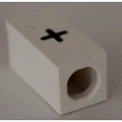 LEGO White Tile 1 x 2 x 5/6 with Stud Hole in End with Black Plus Sign