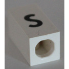 LEGO White Tile 1 x 2 x 5/6 with Stud Hole in End with Black ' s ' Pattern (lower case)