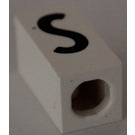 LEGO blanc Tuile 1 x 2 x 5/6 avec Stud Trou dans Fin avec Noir ' S ' Modèle (upper case)
