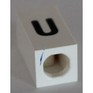 LEGO White Tile 1 x 2 x 5/6 with Stud Hole in End with Black ' u ' Pattern (lower case)