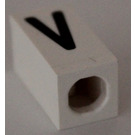 LEGO blanc Tuile 1 x 2 x 5/6 avec Stud Trou dans Fin avec Noir ' V ' Modèle (upper case)