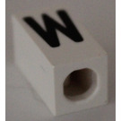 LEGO White Tile 1 x 2 x 5/6 with Stud Hole in End with Black ' W ' Pattern (upper case)