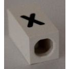 LEGO White Tile 1 x 2 x 5/6 with Stud Hole in End with Black ' x ' Pattern (lower case)
