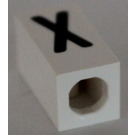 LEGO White Tile 1 x 2 x 5/6 with Stud Hole in End with Black ' X ' Pattern (upper case)