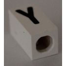 LEGO White Tile 1 x 2 x 5/6 with Stud Hole in End with Black ' Y ' Pattern (upper case)