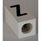 LEGO White Tile 1 x 2 x 5/6 with Stud Hole in End with Black ' Z ' Pattern (upper case)