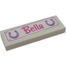 LEGO White Tile 1 x 3 with Bella and Horseshoes Sticker (63864)