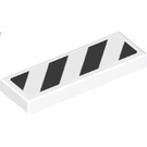 LEGO Weiß Fliese 1 x 3 mit Schwarz Diagonal Streifen Aufkleber (63864)