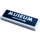 LEGO Wit Tegel 1 x 3 met 'MUSEUM', Pijl Sticker (63864)