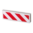 LEGO White Tile 1 x 3 with Red and White Danger Stripes left Sticker (63864)