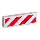 LEGO White Tile 1 x 3 with Red and White Danger Stripes right Sticker (63864)