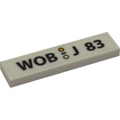 LEGO White Tile 1 x 3 with 'WOB - J 83' Sticker (63864)