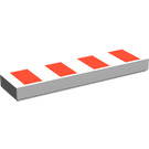LEGO White Tile 1 x 4 with 4 Red Stripes (2431 / 46504)