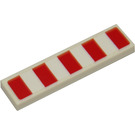 LEGO White Tile 1 x 4 with 5 Red Line and 4 White Sticker (2431)