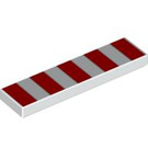 LEGO White Tile 1 x 4 with 5 Red Stripes (2431)