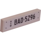 LEGO White Tile 1 x 4 with BAD-5296 License Plate Sticker (2431)
