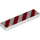 LEGO White Tile 1 x 4 with Danger Stripes with Red Corners (19973 / 81266)