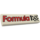 LEGO White Tile 1 x 4 with "Formula 1" and Checkered Flag (2431)