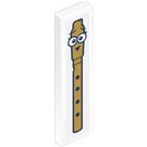 LEGO White Tile 1 x 4 with Gold Recorder with Eyes and Smile Sticker (2431)
