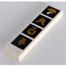 LEGO Wit Tegel 1 x 4 met Gold Writing Aan 4 Zwart Squares Sticker (2431)