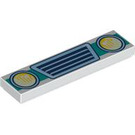 LEGO White Tile 1 x 4 with Grille and Yellow Headlights (2431 / 101253)